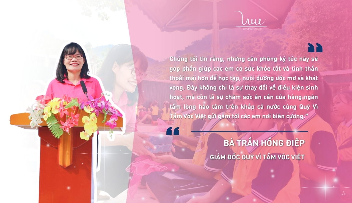 Chia sẻ của bà Trần Hồng Điệp - Giám đốc Quỹ Vì Tầm Vóc Việt tại lễ khánh thành Mỹ Lý 1